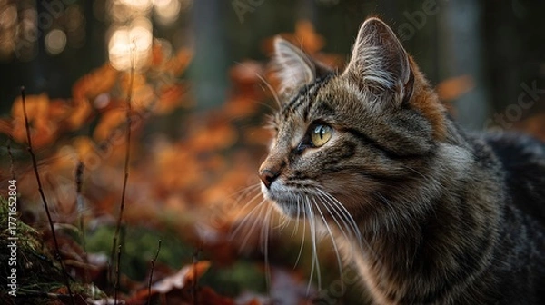 Fototapeta cat in forrest 