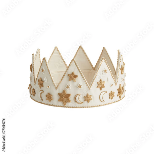 Fototapeta Embroidery crown with star and moon on a transparent background