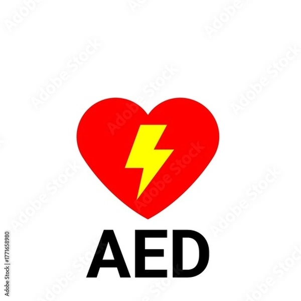 Fototapeta 心停止時の応急処置を示すAEDアイコン