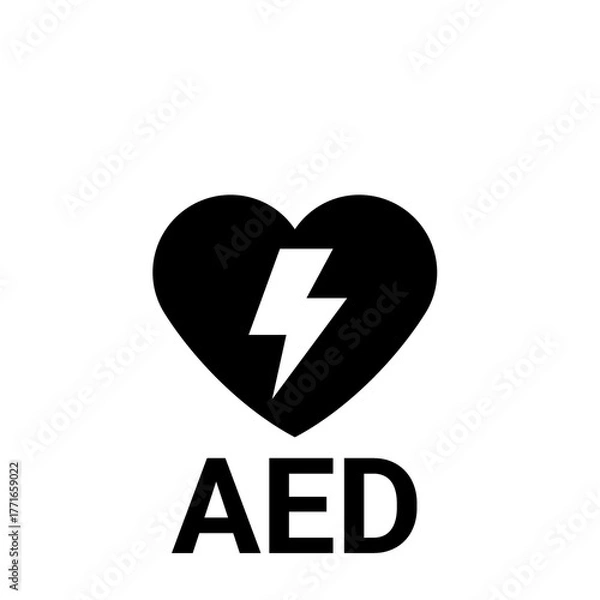 Fototapeta 心停止時の応急処置を示すAEDアイコン