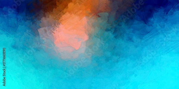 Fototapeta abstract brush stroke blended layered shadow wave effect dark faded dark blue to light ocean color and orange sandy color gradient background back drop shore line 	