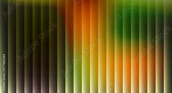 Fototapeta Abstract background with vertical lines in green, orange, and brown tones creating a vibrant and dynamic effect