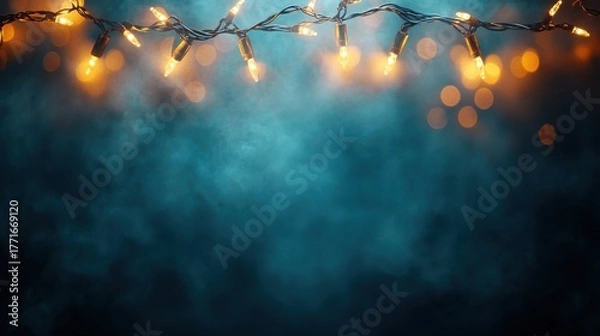 Obraz Create a cozy ambiance with kanjodnok minimal warm fairy string lights home interior photo content cozy environment close-up view dreamy concept