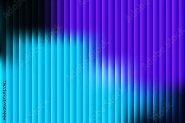 Fototapeta Abstract pattern of vibrant blue and purple vertical stripes with dynamic light and shadow effects