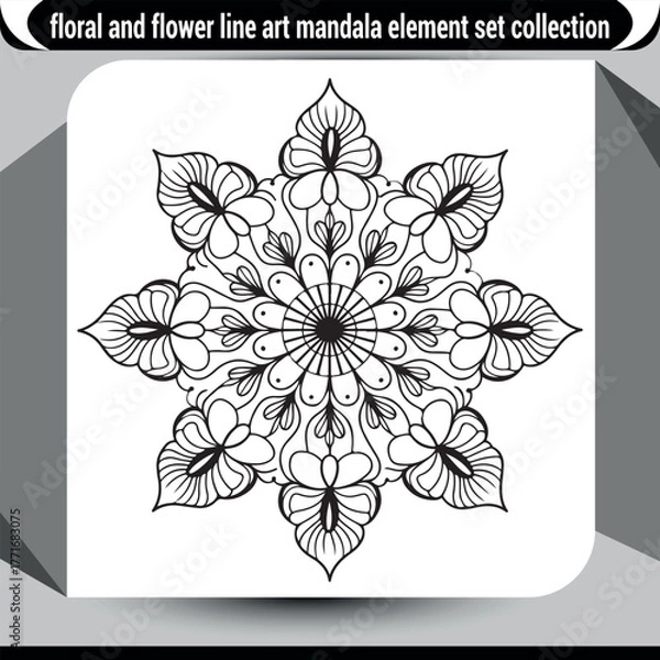 Fototapeta Intricate floral line art mandala design for creative projects and decoration vector