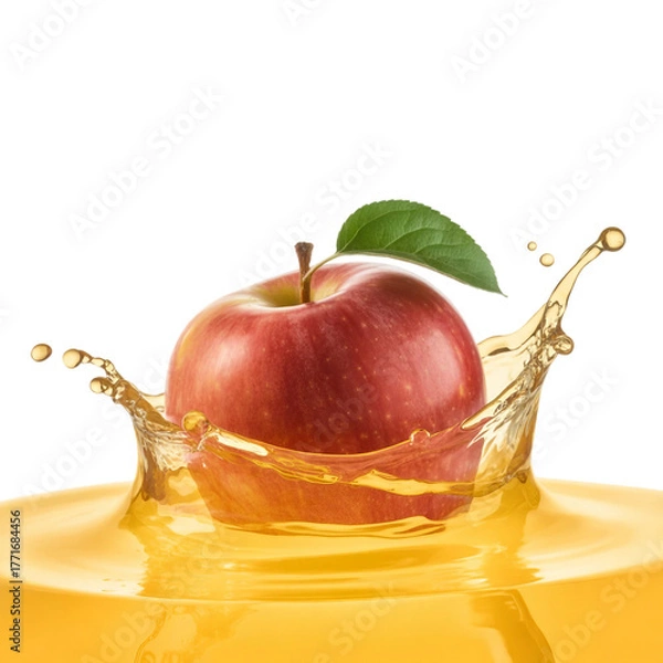 Fototapeta Fresh apple with apple juice splash on a white background (3).png