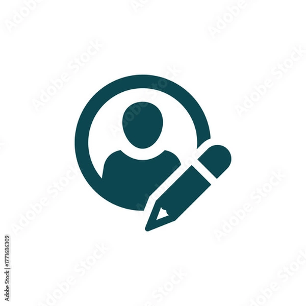 Obraz User profile icon with a pencil for editing or creating an account isolated on transparent background