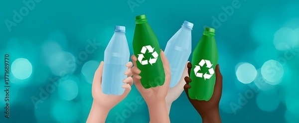 Fototapeta Rewards programs encourage communities to increase plastic waste recycling participation effectively