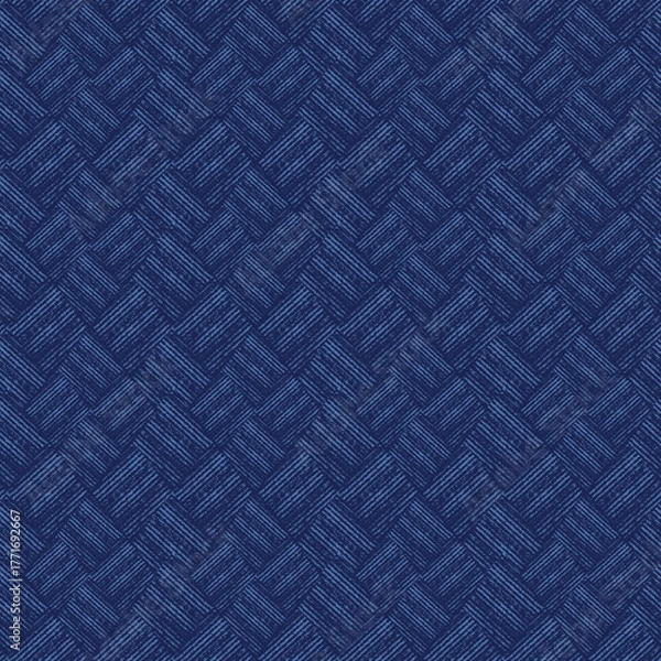 Fototapeta Seamless monochrome blue herringbone pattern.