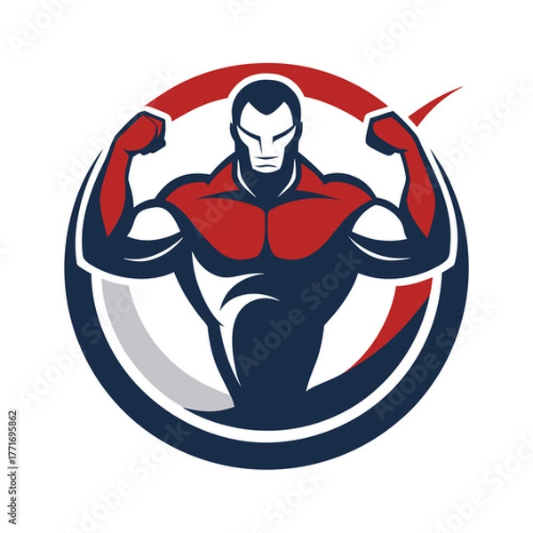 Fototapeta abstract-athletic-figure-with-flexed-biceps-inside.eps