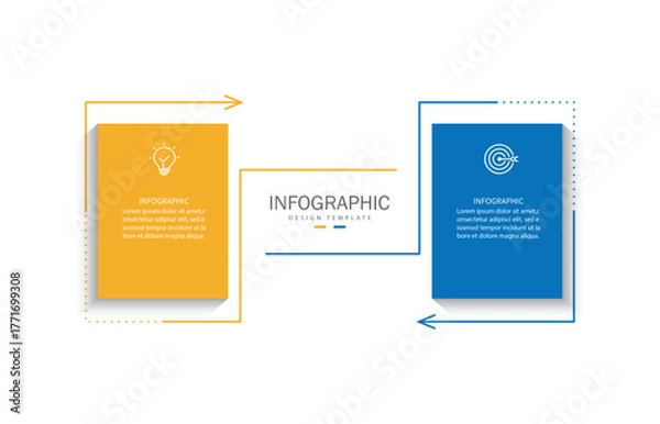 Fototapeta 2 Steps presentation business infographic template vector.