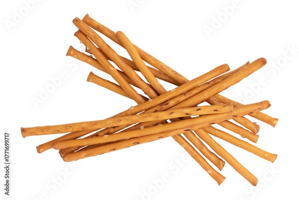 Obraz heap of salty cracker pretzel sticks isolated on white background