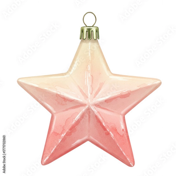 Obraz A Gleaming Star Ornament Adorned With Subtle Pink Hues And A Silver Hook For Suspense