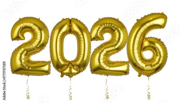 Obraz A golden 3D design illustration of the number 2026 as a celebration symbol for the New Year holiday concept