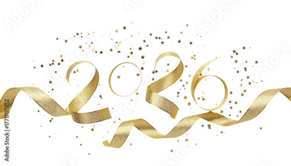 Obraz Happy winter holiday celebration card with new year 2026 snow and star decoration design vector illustration