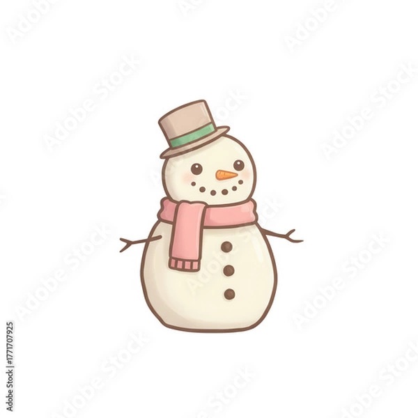 Obraz Charming Snowman With Top Hat And Scarf For Winter Celebrations