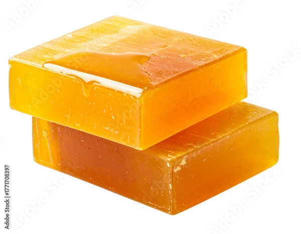 Obraz Yellow Honey Soap Bar Isolated on White Background