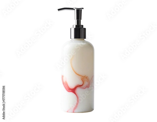 Fototapeta Small Clear Bottle of Liquid Soap with Pump Isolated on White