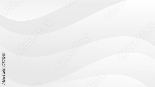 Fototapeta Minimalist white background with smooth flowing wavy lines for modern presentation, website, or corporate design.