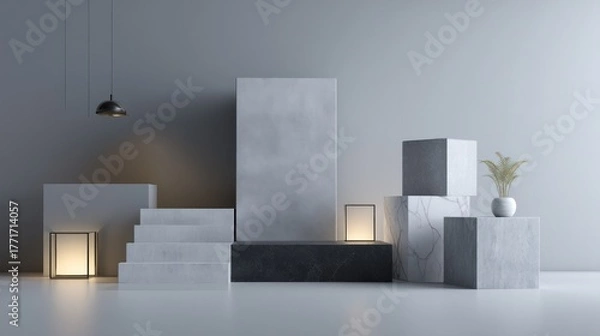 Fototapeta Abstract display podiums