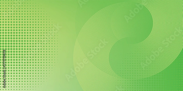 Fototapeta Abstract green and yellow gradient background with wave lines. Modern simple dynamic circles shapes element with halftone decoration.