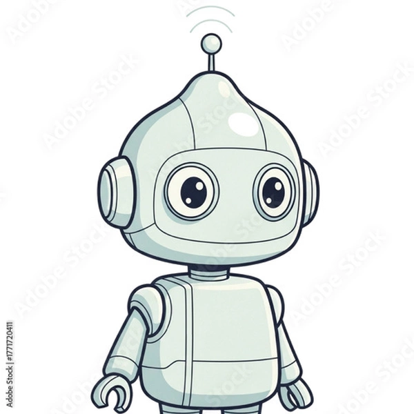 Obraz Cute Cartoon Robot with Big Eyes illustration vector
