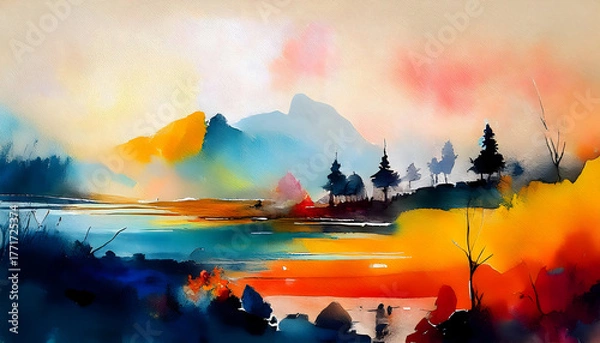 Obraz  Abstract painting watercolor minimal for background or backdrop, random graffiti strokes