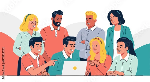 Fototapeta Teamwork And Collaboration: A Diverse Group Working Together On A Project Plan