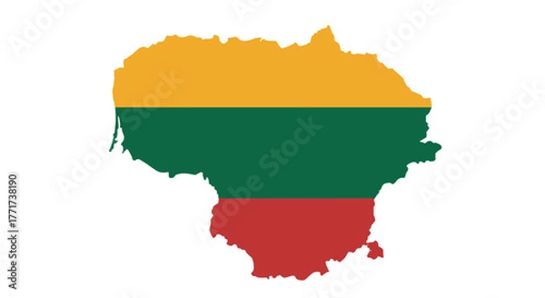 Fototapeta Lithuania map silhouette with national flag colors
