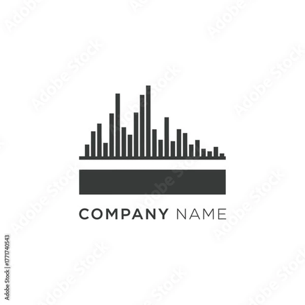 Obraz Minimalist Black and White Sound Wave Logo Design with Company Name Placeholder.