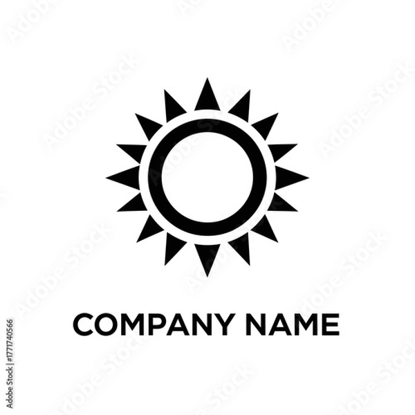 Fototapeta Minimalist Sun Icon with Company Name Below on White Background.