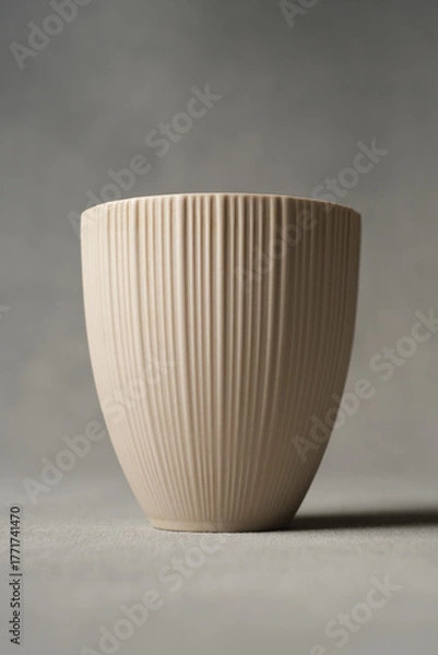 Obraz Ceramic bowl, cup on gray backdrop