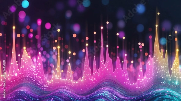 Fototapeta Colorful abstract light waves and bokeh for digital background design
