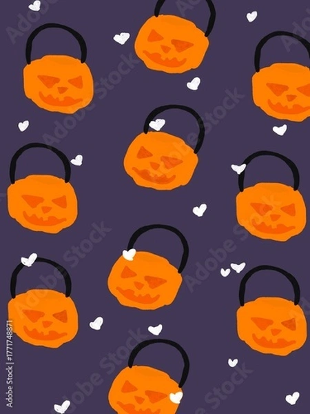 Fototapeta seamless background with halloween pumpkins