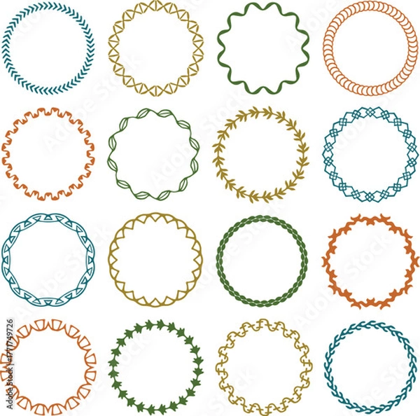 Obraz hand stitched effect circle frames