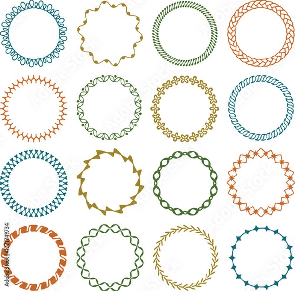 Obraz hand stitched effect circular frames.ai