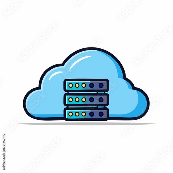 Obraz Cloud Computing Illustration Secure Server Data Storage and Technology Icon for Digital Services