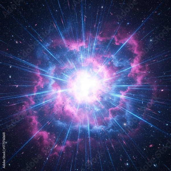 Fototapeta Cosmic Explosion – Abstract Supernova Burst in Deep Space By Generated AI