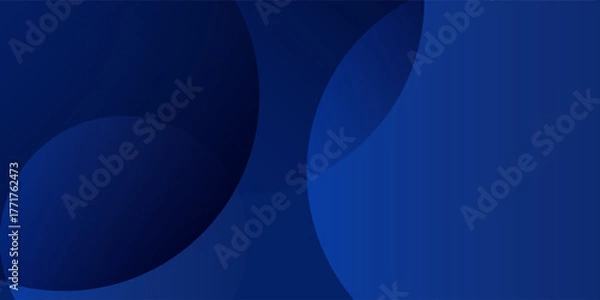 Fototapeta Abstract dark blue background with overlapping circle shapes and modern technology geometric pattern.