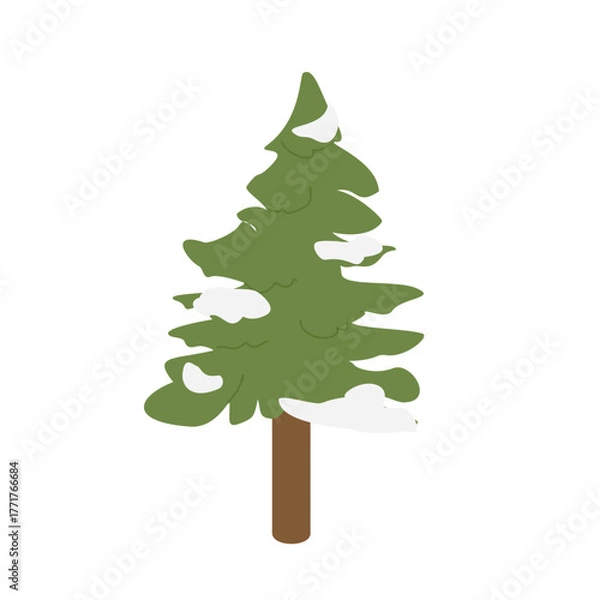 Obraz Pink tree vector. Evergreen winter forest illustraton