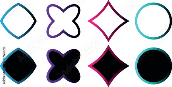 Fototapeta Abstract Polygonal Line Art Icons and Vector – Vector Circle of Quadrangle, Pentagon, Hexagon & Octagon Shapes for Modern Graphic, UI, and Gradiant Branding Design