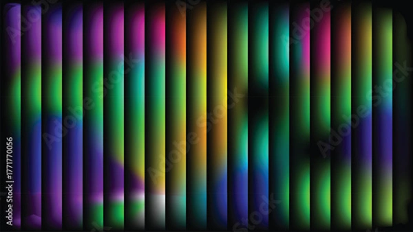 Fototapeta Neon Color Flow Pattern with Vertical Light Distortions