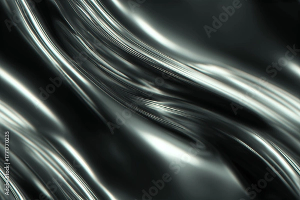 Fototapeta Dark Metallic Liquid Flow Texture Background Seamless Pattern