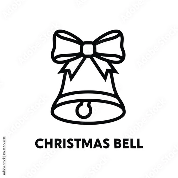 Fototapeta Christmas bell vector line icon