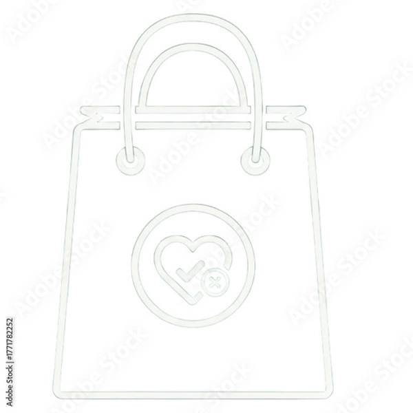 Obraz Shopping Bag Icon with Heart and Check Mark illustration