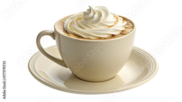 Obraz Cup of cappuccino with whipped cream isolated on transparent background