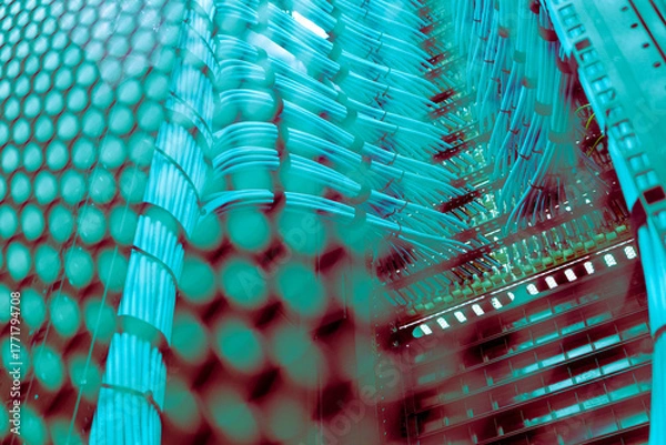 Fototapeta Vibrant Data Center Cables and Technology