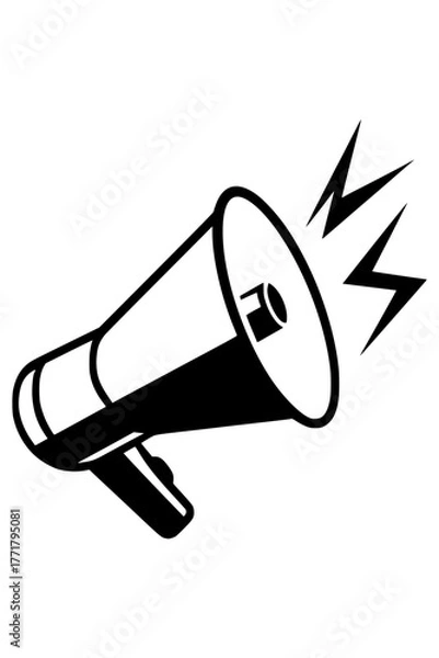 Fototapeta Dynamic megaphone broadcasting urgent announcement with bold sound waves for impactful communication