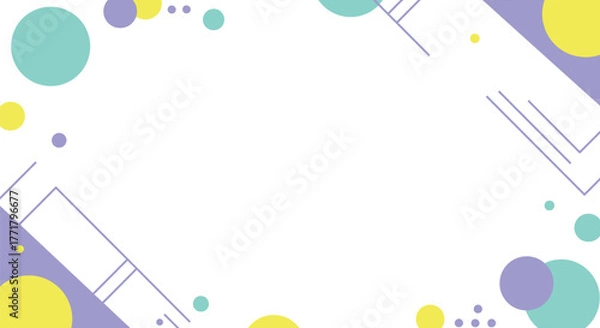 Fototapeta Modern Geometric Abstract Background Template with Pastel Circles, Lines, and Copy Space.