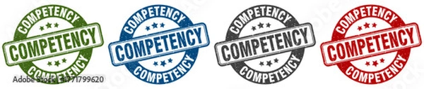 Obraz competency stamp. competency round stamp set isolated on white background